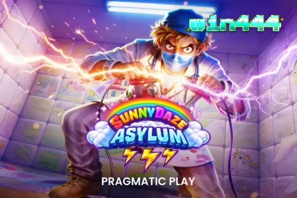Interface do jogo Sunnydaze Asylum em um smartphone mostrando o grid 5x5 e cores neon.
